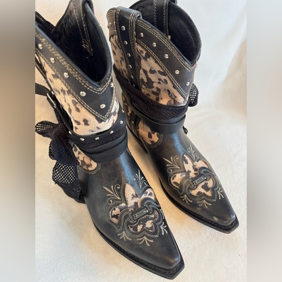 Rockin Country Women’s RC5006 Black Leather Cowboy Boots Size 8.5M - Picture 2 of 7